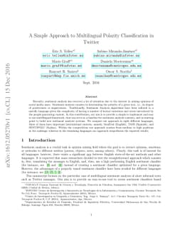 A Simple Approach to Multilingual Polarity Classification in Twitter