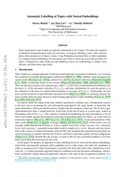Automatic Labelling of Topics with Neural Embeddings