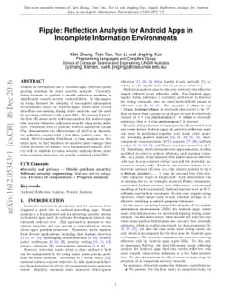 Ripple: Reflection Analysis for Android Apps in Incomplete Information
  Environments