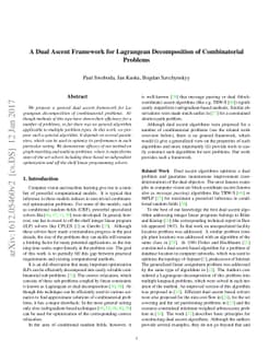 A Dual Ascent Framework for Lagrangean Decomposition of Combinatorial
  Problems