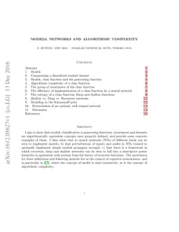 Models, networks and algorithmic complexity