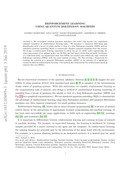 Reinforcement Learning Using Quantum Boltzmann Machines