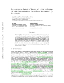 Learning to predict where to look in interactive environments using deep
  recurrent q-learning