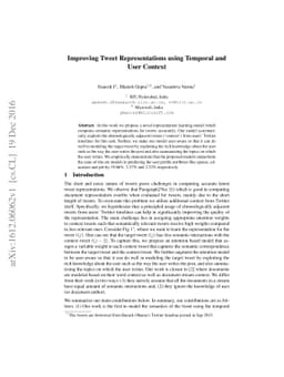 Improving Tweet Representations using Temporal and User Context