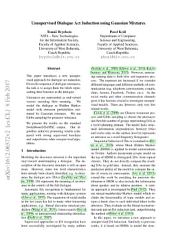 Unsupervised Dialogue Act Induction using Gaussian Mixtures