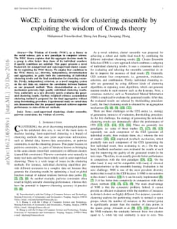 WoCE: a framework for clustering ensemble by exploiting the wisdom of
  Crowds theory
