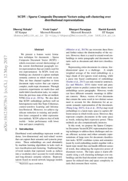SCDV : Sparse Composite Document Vectors using soft clustering over
  distributional representations