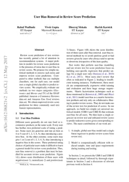 User Bias Removal in Review Score Prediction