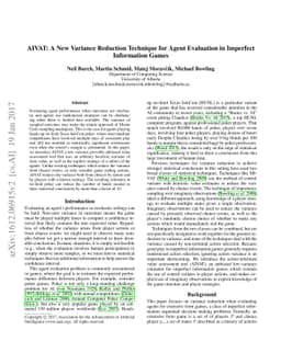 AIVAT: A New Variance Reduction Technique for Agent Evaluation in
  Imperfect Information Games
