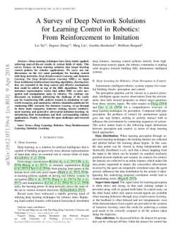 A Survey of Deep Network Solutions for Learning Control in Robotics:
  From Reinforcement to Imitation