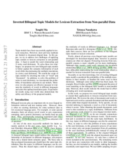 Inverted Bilingual Topic Models for Lexicon Extraction from Non-parallel
  Data