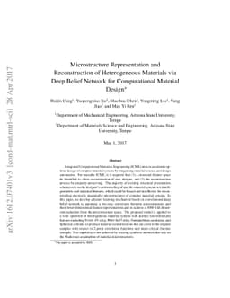 Microstructure Representation and Reconstruction of Heterogeneous
  Materials via Deep Belief Network for Computational Material Design
