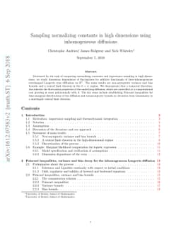 Sampling normalizing constants in high dimensions using inhomogeneous
  diffusions