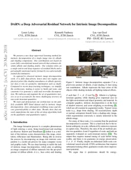 DARN: a Deep Adversial Residual Network for Intrinsic Image
  Decomposition