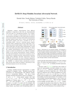 DeMIAN: Deep Modality Invariant Adversarial Network