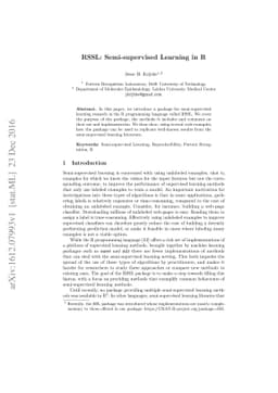 RSSL: Semi-supervised Learning in R