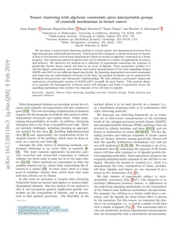Tensor clustering with algebraic constraints gives interpretable groups
  of crosstalk mechanisms in breast cancer
