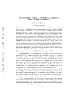 Generalized Optimal Matching Methods for Causal Inference