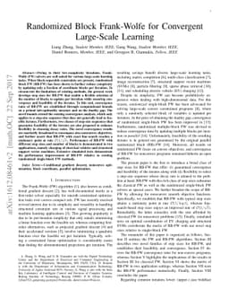 Randomized Block Frank-Wolfe for Convergent Large-Scale Learning