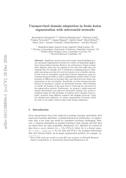 Unsupervised domain adaptation in brain lesion segmentation with
  adversarial networks