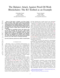 The Balance Attack Against Proof-Of-Work Blockchains: The R3 Testbed as
  an Example