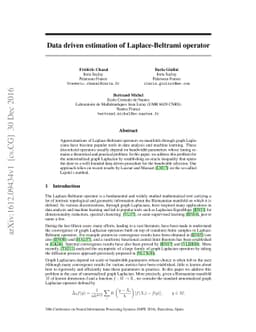 Data driven estimation of Laplace-Beltrami operator