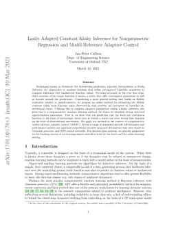 Lazily Adapted Constant Kinky Inference for Nonparametric Regression and
  Model-Reference Adaptive Control