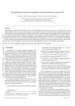 Deep learning for plasma tomography using the bolometer system at JET