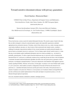 Toward sensitive document release with privacy guarantees