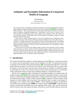 Ambiguity and Incomplete Information in Categorical Models of Language