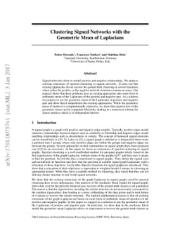 Clustering Signed Networks with the Geometric Mean of Laplacians