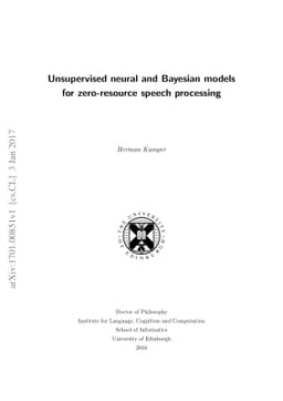 Unsupervised neural and Bayesian models for zero-resource speech
  processing