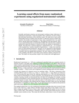 Learning causal effects from many randomized experiments using
  regularized instrumental variables