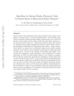 Algorithms for Optimal Replica Placement Under Correlated Failure in
  Hierarchical Failure Domains
