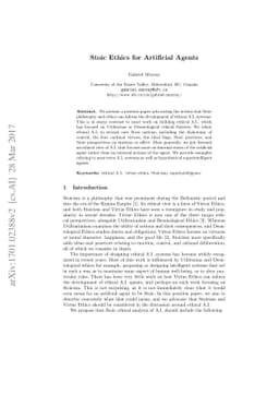 Stoic Ethics for Artificial Agents