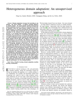 Heterogeneous domain adaptation: An unsupervised approach