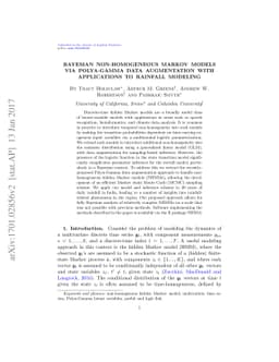Bayesian Non-Homogeneous Markov Models via Polya-Gamma Data Augmentation
  with Applications to Rainfall Modeling