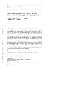 Multivariate Regression with Grossly Corrupted Observations: A Robust
  Approach and its Applications