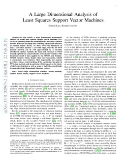 A Large Dimensional Analysis of Least Squares Support Vector Machines
