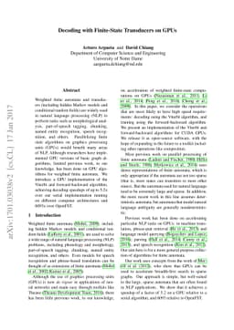 Decoding with Finite-State Transducers on GPUs