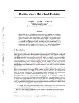 Real-time eSports Match Result Prediction