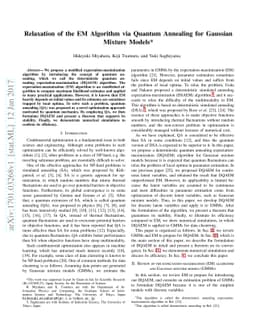 Relaxation of the EM Algorithm via Quantum Annealing for Gaussian
  Mixture Models