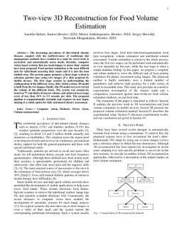 Two-view 3D Reconstruction for Food Volume Estimation