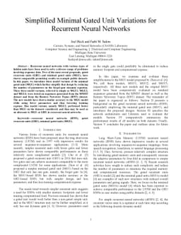 Simplified Minimal Gated Unit Variations for Recurrent Neural Networks