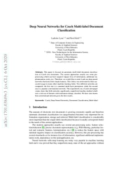 Deep Neural Networks for Czech Multi-label Document Classification