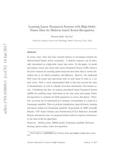 Learning Linear Dynamical Systems with High-Order Tensor Data for
  Skeleton based Action Recognition