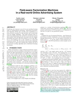 Field-aware Factorization Machines in a Real-world Online Advertising
  System