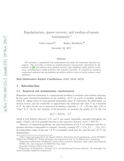Regularization, sparse recovery, and median-of-means tournaments