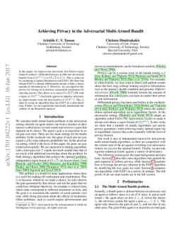 Achieving Privacy in the Adversarial Multi-Armed Bandit