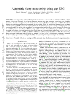 Automatic sleep monitoring using ear-EEG